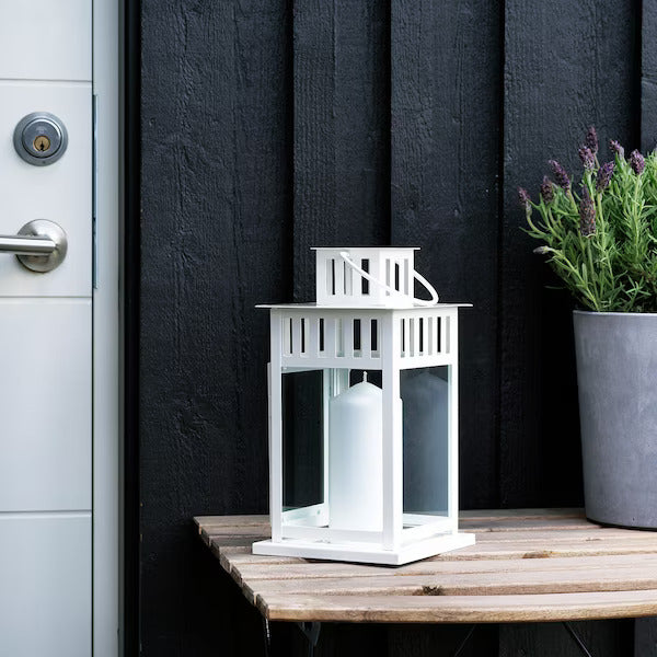 IKEA BORRBY Lantern for block candle, in/outdoor white, 28 cm (11 ") | IKEA Lanterns