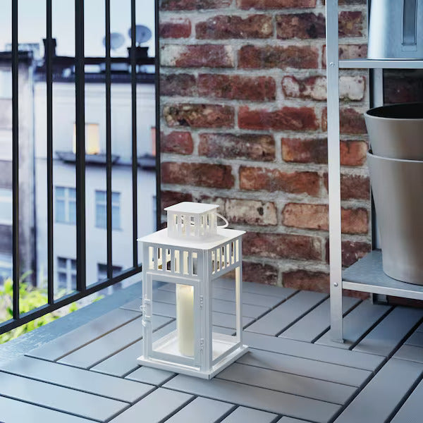 IKEA BORRBY Lantern for block candle, in/outdoor white, 28 cm (11 ") | IKEA Lanterns