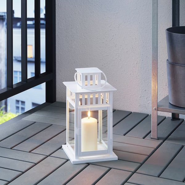 IKEA BORRBY Lantern for block candle, in/outdoor white, 28 cm (11 ") | IKEA Lanterns