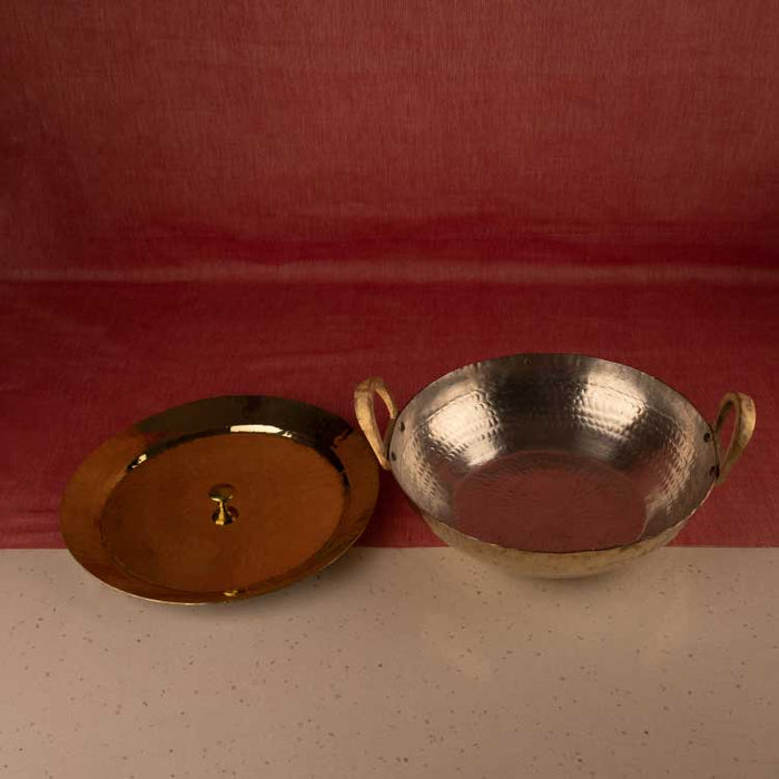 Flat Base Brass Kadhai | Brass Cookware