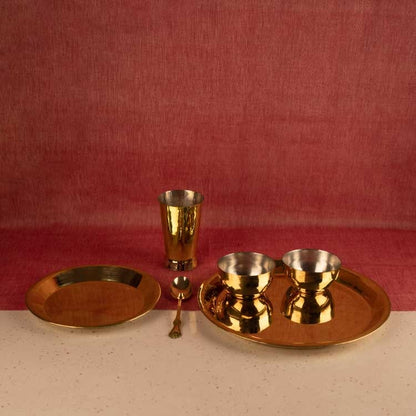 Brass Plate Set - 6 Pieces Set | Brass Cookware