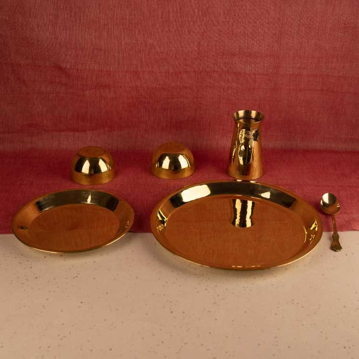 Brass Plate Set - 6 Pieces Set | Brass Cookware