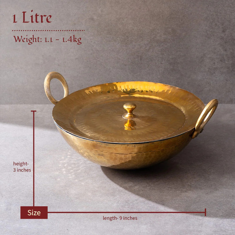 Brass Kadhai (Round Base) | Brass Cookware
