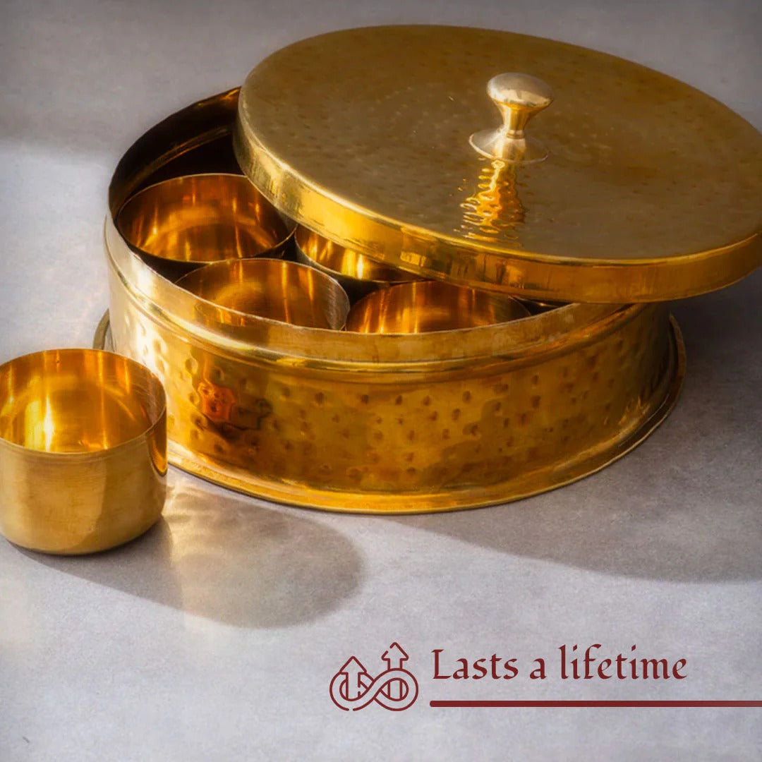 Brass Masala Daani / Spice Box | Brass Cookware