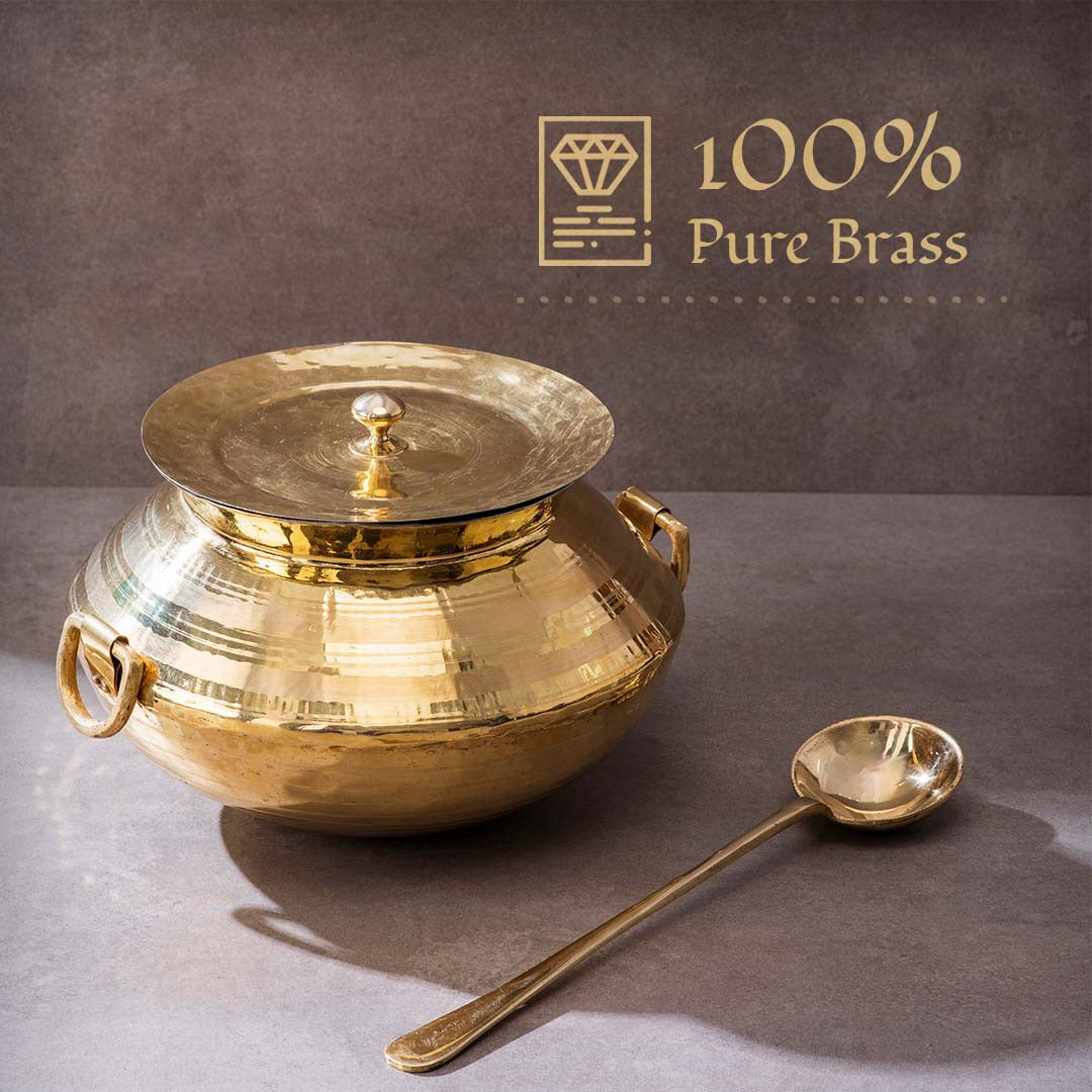 Brass Patili Degchi and Karchi (Ladle) | Brass Cookware