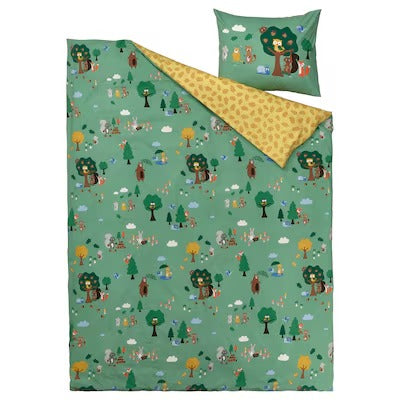 IKEA BRUMMIG Duvet cover and pillowcase, forest animal pattern/multicolour, 150x200/50x80 cm (59x79/20x31 ") | IKEA Bed linen | Eachdaykart