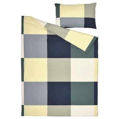 IKEA BRUNKRISSLA Duvet cover and pillowcase, green/multicolour, 150x200/50x80 cm (59x79/20x31 ")| IKEA Bed linen | Eachdaykart