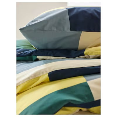 IKEA BRUNKRISSLA Duvet cover and pillowcase, green/multicolour, 150x200/50x80 cm (59x79/20x31 ")| IKEA Bed linen | Eachdaykart