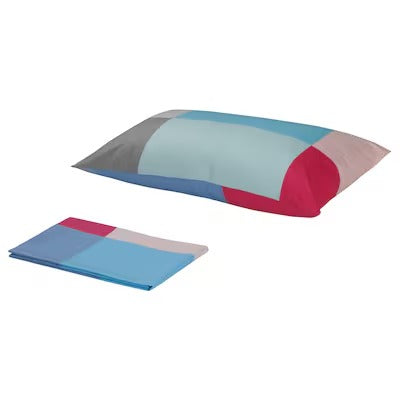IKEA BRUNKRISSLA Flat sheet and pillowcase, multicolour, 150x260/50x80 cm (59x102/20x31 ") | IKEA Bed linen | Eachdaykart