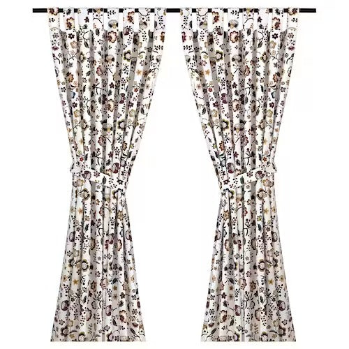 IKEA Brunort Curtains with tie backs 1 pair multicolour