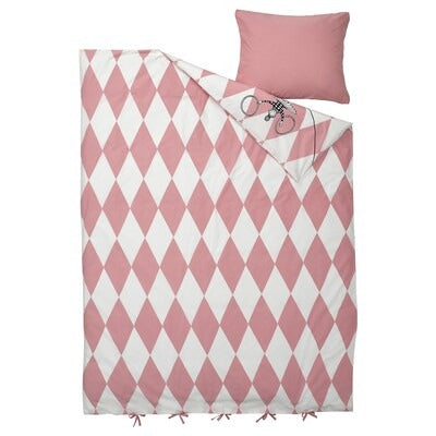 IKEA BUSENKEL Duvet cover and pillowcase, ballerina pattern pink/white, 150x200/50x80 cm (59x79/20x31 ") | IKEA Bed linen | Eachdaykart