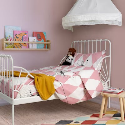 IKEA BUSENKEL Duvet cover and pillowcase, ballerina pattern pink/white, 150x200/50x80 cm (59x79/20x31 ") | IKEA Bed linen | Eachdaykart