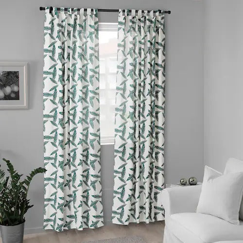 IKEA Buskmatare Curtains 1 pair leaf pattern