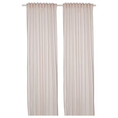IKEA Bymott Curtains 1 pair white beige striped