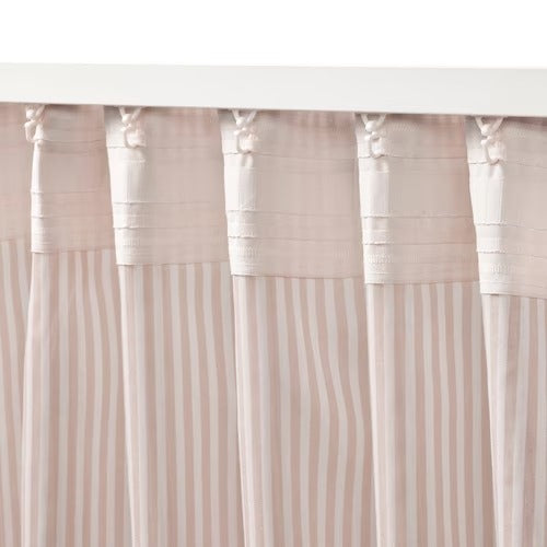 IKEA Bymott Curtains 1 pair white beige striped