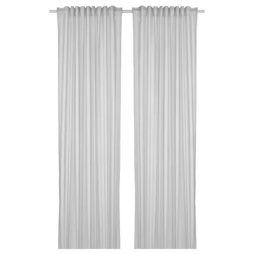 IKEA BYMOTT Vorhänge, 1 Paar, weiß/hellgrau gestreift, 120x250 cm (47x98 ") | IKEA Vorhänge | Eachdaykart