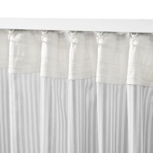 IKEA BYMOTT Curtains, 1 pair, white/light grey striped, 120x250 cm (47x98 ") | IKEA Curtains | Eachdaykart