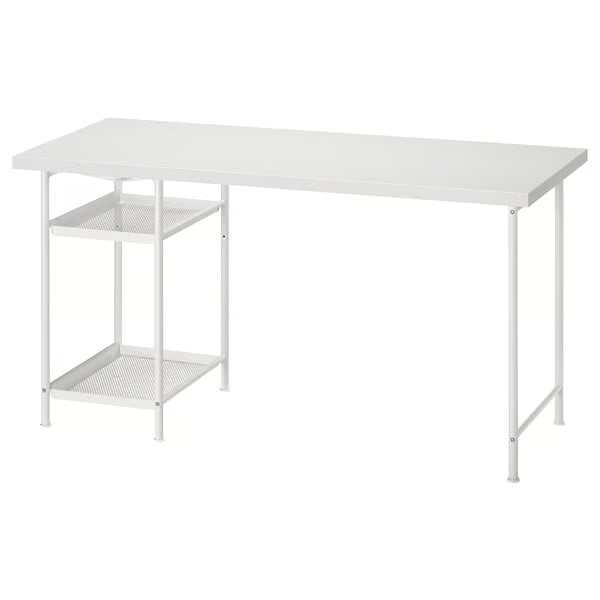 IKEA LAGKAPTEN / SPÄND Desk, black-brown/white, 140x60 cm (55 1/8x23 5/8 ")