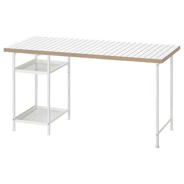IKEA LAGKAPTEN / SPÄND Desk, black-brown/white, 140x60 cm (55 1/8x23 5/8 ")