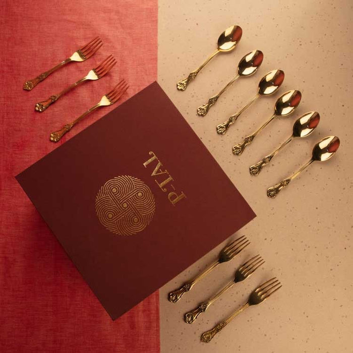 Gift Box Of Cutlery (Engraved Brass Forks & Spoons) | Brass Cookware