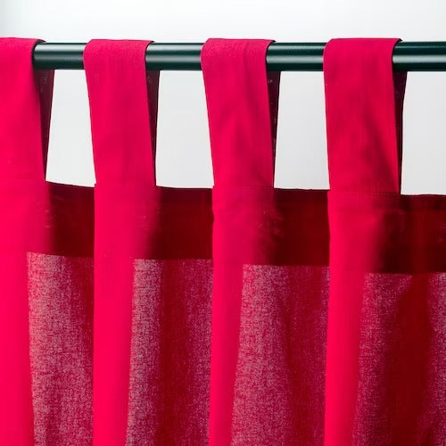 IKEA DITTE Curtains with tie-backs, 1 pair, bright red, 145x150 cm (57x59 ") | IKEA Curtains | Eachdaykart