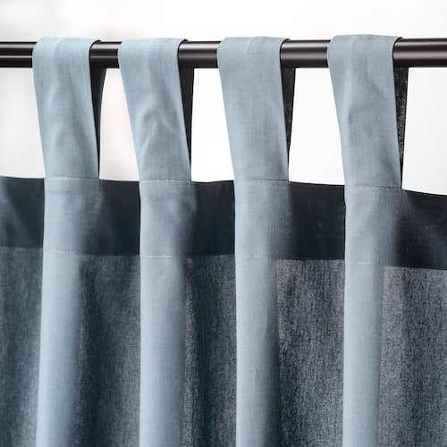 IKEA DITTE Curtains with tie-backs, 1 pair, light blue, 145x150 cm (57x59 ") | IKEA Curtains | Eachdaykart