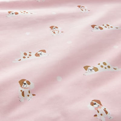 IKEA DROMSLOTT Duvet cover 1 pillowcase for cot, puppy pattern/pink, 110x125/35x55 cm (43x49/14x22 ") | IKEA Bed linen | Eachdaykart