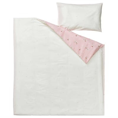 IKEA DROMSLOTT Duvet cover 1 pillowcase for cot, puppy pattern/pink, 110x125/35x55 cm (43x49/14x22 ") | IKEA Bed linen | Eachdaykart