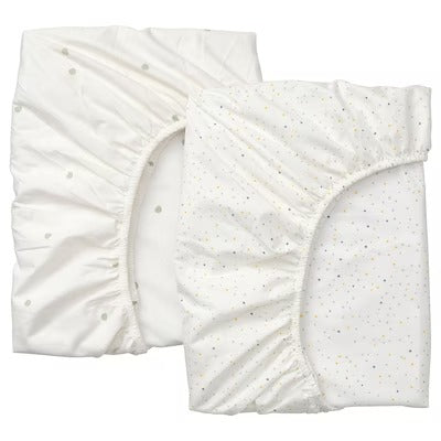 IKEA DROMSLOTT Fitted sheet for cot, dot pattern green/multicolour, 60x120 cm (24x47 ") | IKEA Bed linen | Eachdaykart