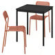 IKEA SANDSBERG Table and 2 chairs, black black/black, 67x67 cm (26 3/8x26 3/8 ")
