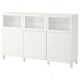 IKEA BESTA Storage combination with doors, white Lappviken/light grey-beige clear glass, 180x42x112 cm (70 7/8x16 1/2x44 1/8 ")