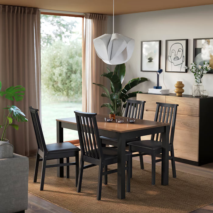 IKEA ALHULT / ÅLHULT Table and 4 chairs, beige/brown/Kabusa light beige beige, 120x80 cm (47 1/4x31 1/2 ")