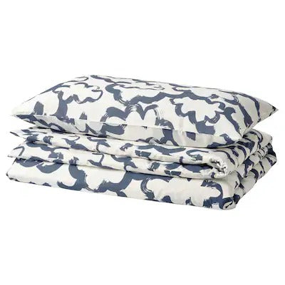 IKEA EKPURPURMAL Duvet cover and pillowcase, white blue/cloud, 150x200/50x80 cm (59x79/20x31 ") | IKEA Bed linen | Eachdaykart