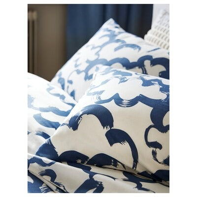 IKEA EKPURPURMAL Duvet cover and pillowcase, white blue/cloud, 150x200/50x80 cm (59x79/20x31 ") | IKEA Bed linen | Eachdaykart