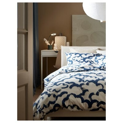 IKEA EKPURPURMAL Duvet cover and pillowcase, white blue/cloud, 150x200/50x80 cm (59x79/20x31 ") | IKEA Bed linen | Eachdaykart