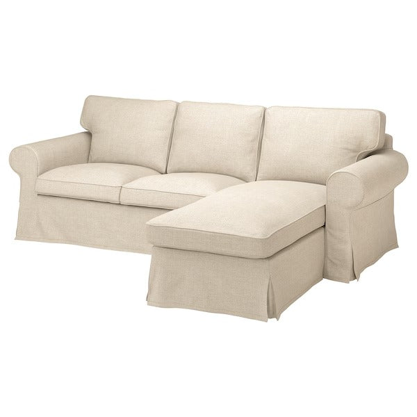 IKEA Ektorp cover for 3 seat sofa with chaise longue kilanda light beige
