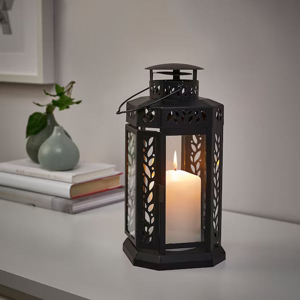 IKEA ENRUM Lantern f block candle, in/outdoor, black, 28 cm (11 ") | IKEA Lanterns