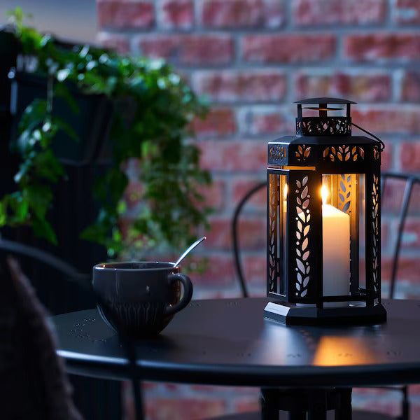 IKEA ENRUM Lantern f block candle, in/outdoor, black, 28 cm (11 ") | IKEA Lanterns