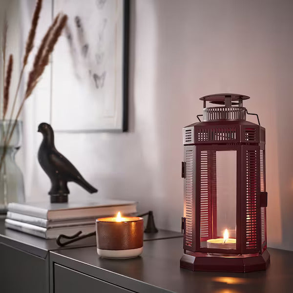 IKEA ENRUM Lantern for pillar candle, in/out, brown-red, 28 cm (11 ") | IKEA Lanterns