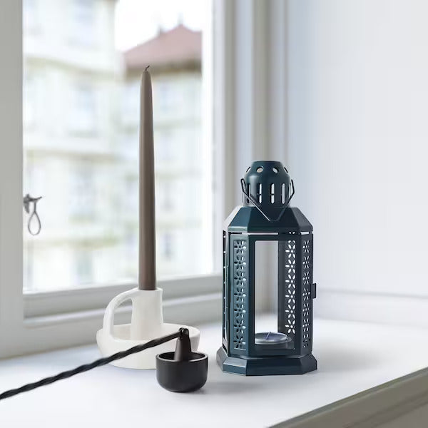 IKEA ENRUM Lantern for tealight, in/outdoor, black-blue, 22 cm (8 ¾ ") | IKEA Lanterns