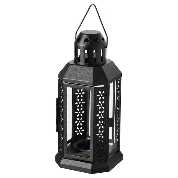 IKEA ENRUM Lantern for tealight, in/outdoor, black, 22 cm (8 ¾ ") | IKEA Lanterns