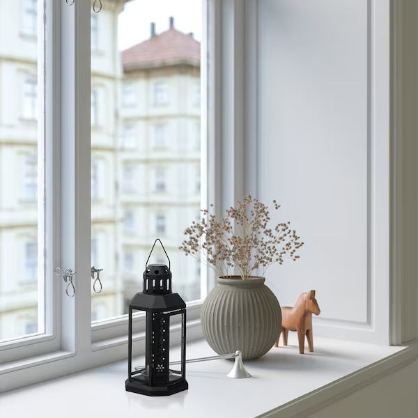 IKEA ENRUM Lantern for tealight, in/outdoor, black, 22 cm (8 ¾ ") | IKEA Lanterns