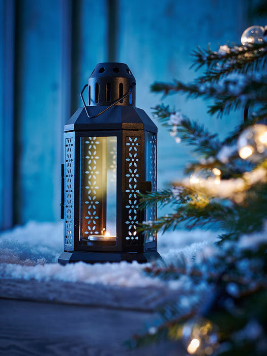 IKEA ENRUM Lantern for tealight, in/outdoor, black, 22 cm (8 ¾ ") | IKEA Lanterns