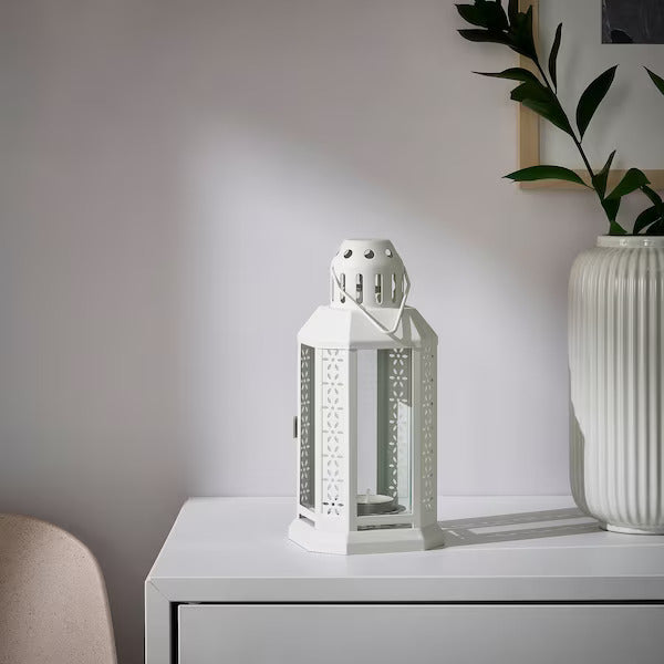 IKEA ENRUM Lantern for tealight, in/outdoor, white | IKEA Lanterns