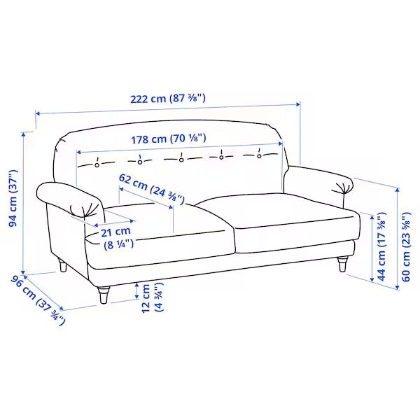 IKEA Esseboda 3 seat sofa tallmyra blue birch