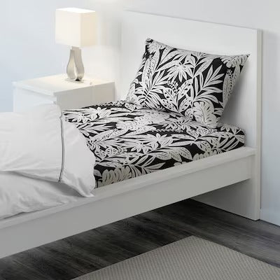 IKEA FAGERGINST Flat sheet and pillowcase, grey/white, 150x260/50x80 cm (59x102/20x31 ") | IKEA Bed linen | Eachdaykart