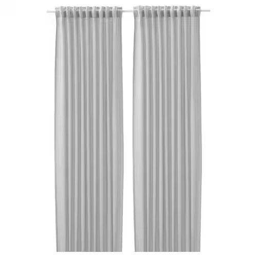 IKEA Fjadermott Curtains 1 pair white grey
