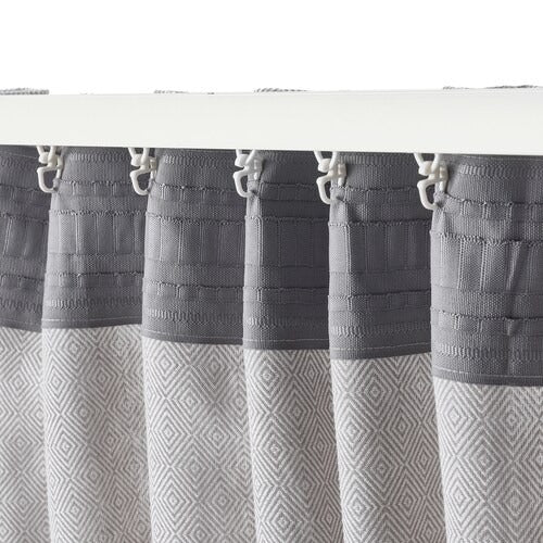 IKEA Fjadermott Curtains 1 pair white grey