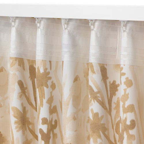 IKEA FLENTIMOTEJ Curtains, 1 pair, light beige/floral pattern, 145x250 cm (57x98 ") | IKEA Curtains | Eachdaykart