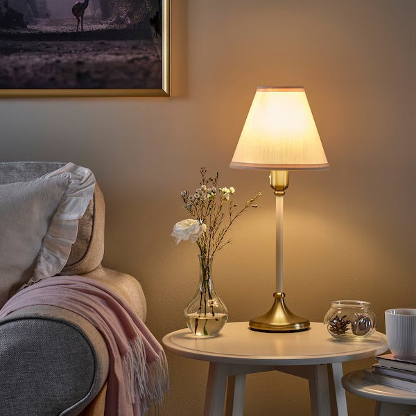 IKEA FLYGHOJD Table lamp, brass/beige | IKEA Table Lamps | Eachdaykart